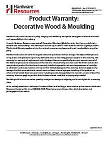 Product Warranty: Decorative Wood & Moulding