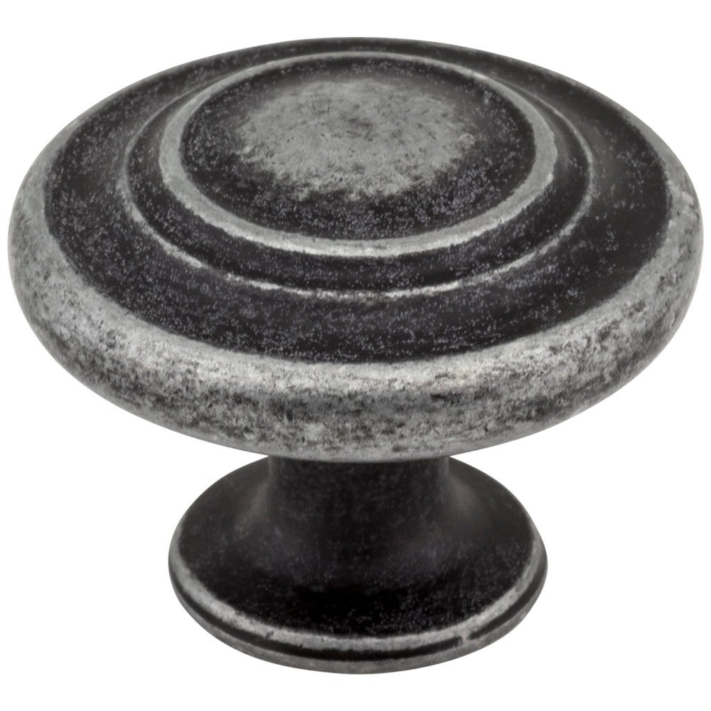1-5/16" Diameter Distressed Antique Silver Round Arcadia Cabinet Knob