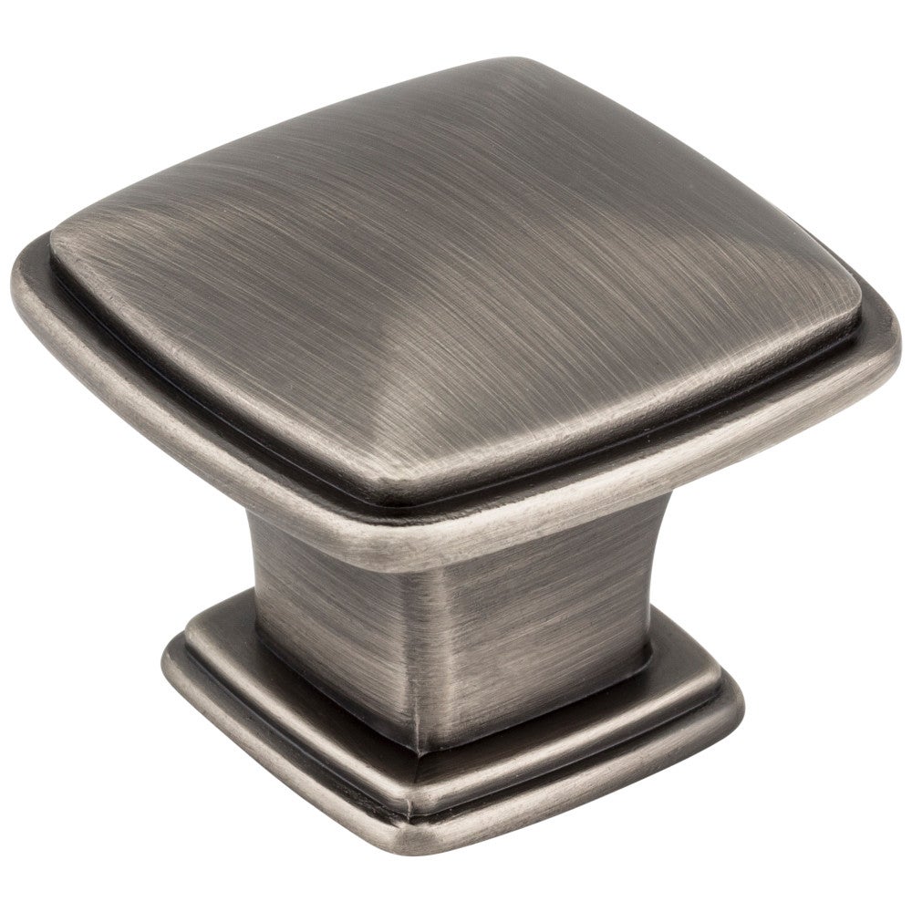 1-1/4" Overall Length Brushed Pewter Square Milan 1 Cabinet Knob