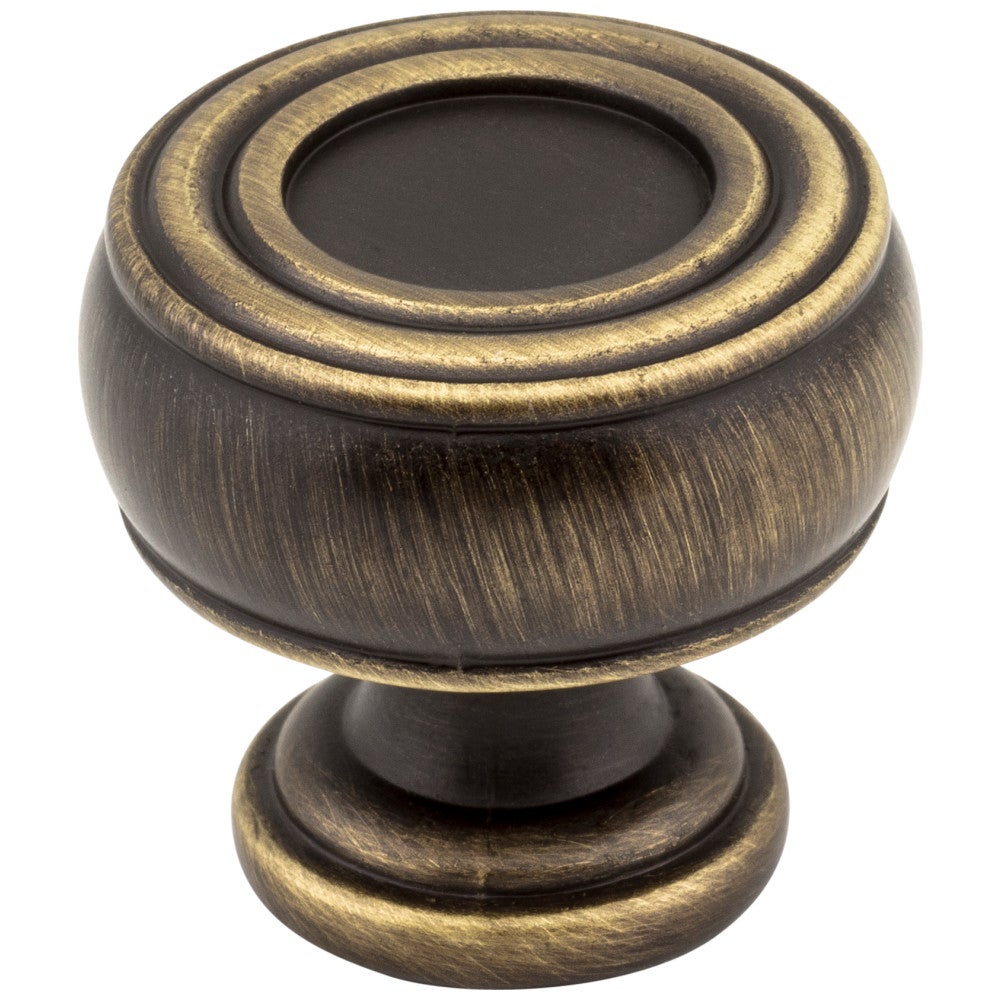 1-3/16" Diameter Antique Brushed Satin Brass Barrel Bremen 2 Cabinet Knob