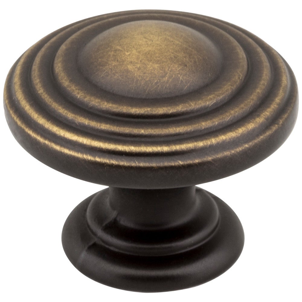 1-1/4" Diameter Antique Brushed Satin Brass Stacked Bremen 2 Cabinet Knob
