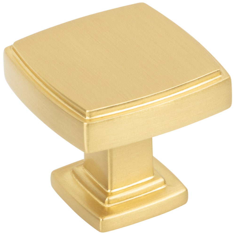 1-1/4" Overall Length Brushed Gold Square Renzo Cabinet Knob