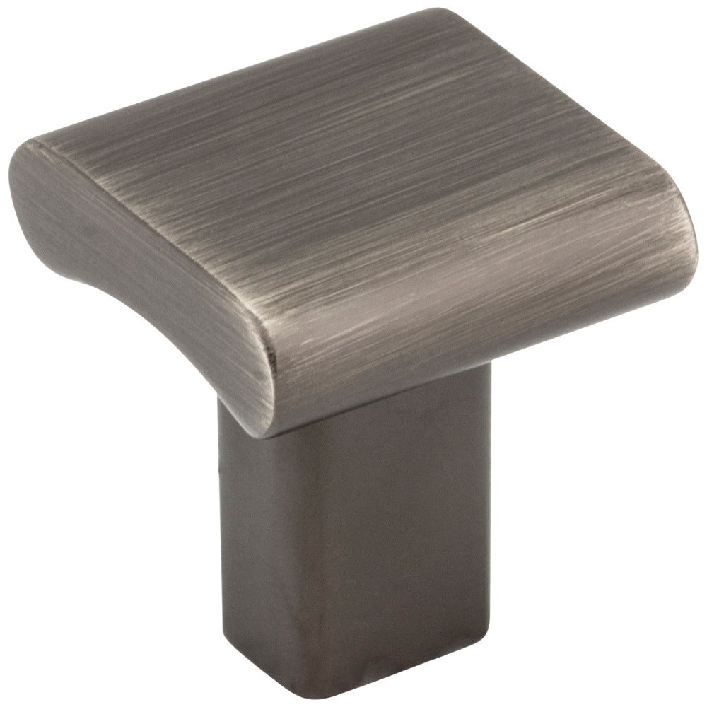 1" Overall Length Brushed Pewter Square Park Cabinet Knob