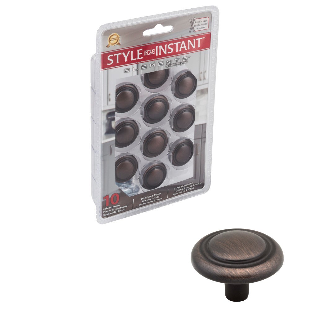 1-1/4" Diameter Button Vienna Retail Packaged Cabinet Knob