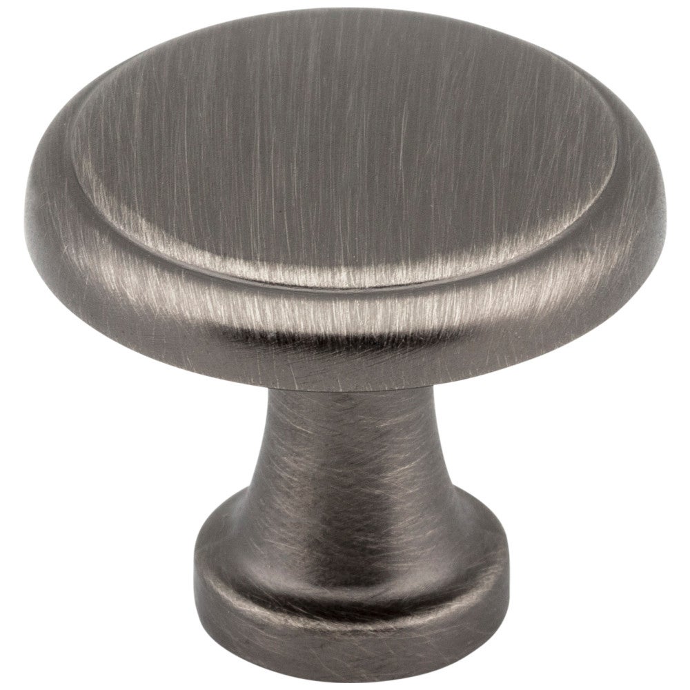 1-1/4" Diameter Brushed Pewter Kenner Cabinet Mushroom Knob