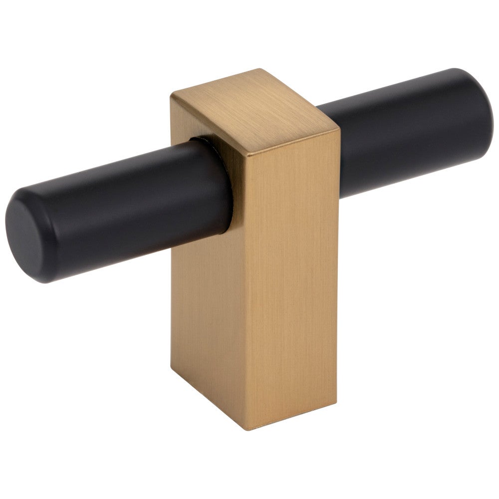 2-3/8" Overall Length Matte Black with Satin Bronze Larkin "T" Knob