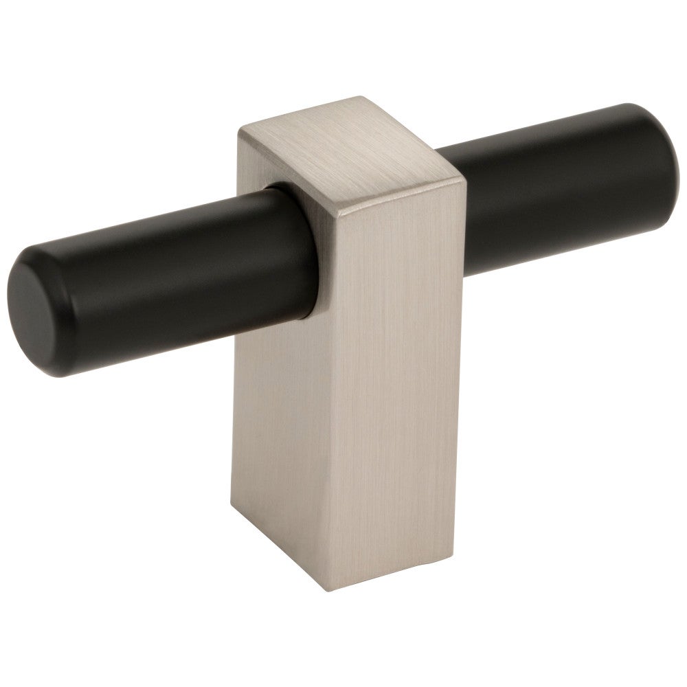 2-3/8" Overall Length Matte Black with Satin Nickel Larkin "T" Knob
