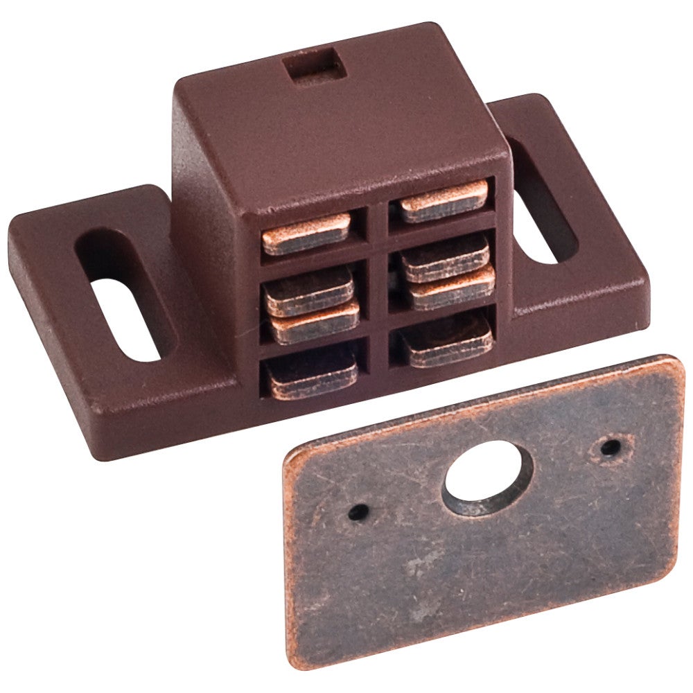 25 lb Brown Single Magnetic Catch with Bronze Strike and Screws