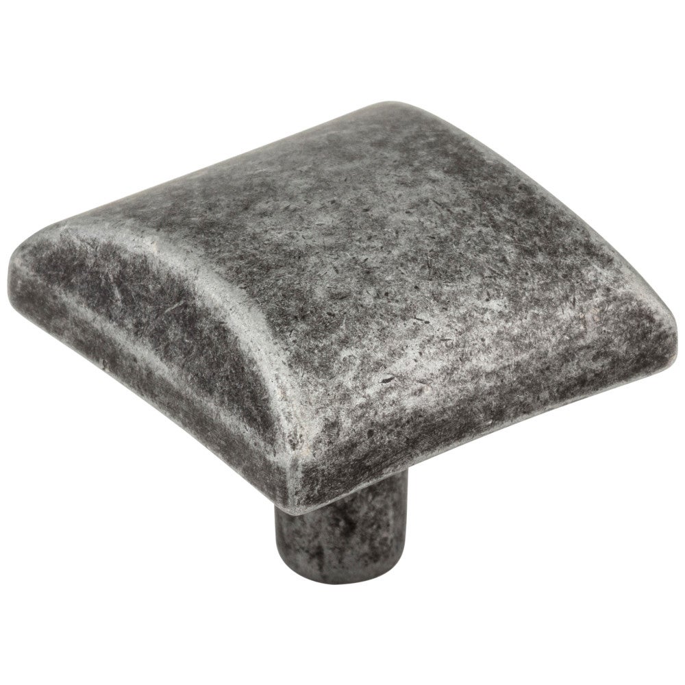 1-1/8" Overall Length Distressed Antique Silver Square Glendale Cabinet Knob