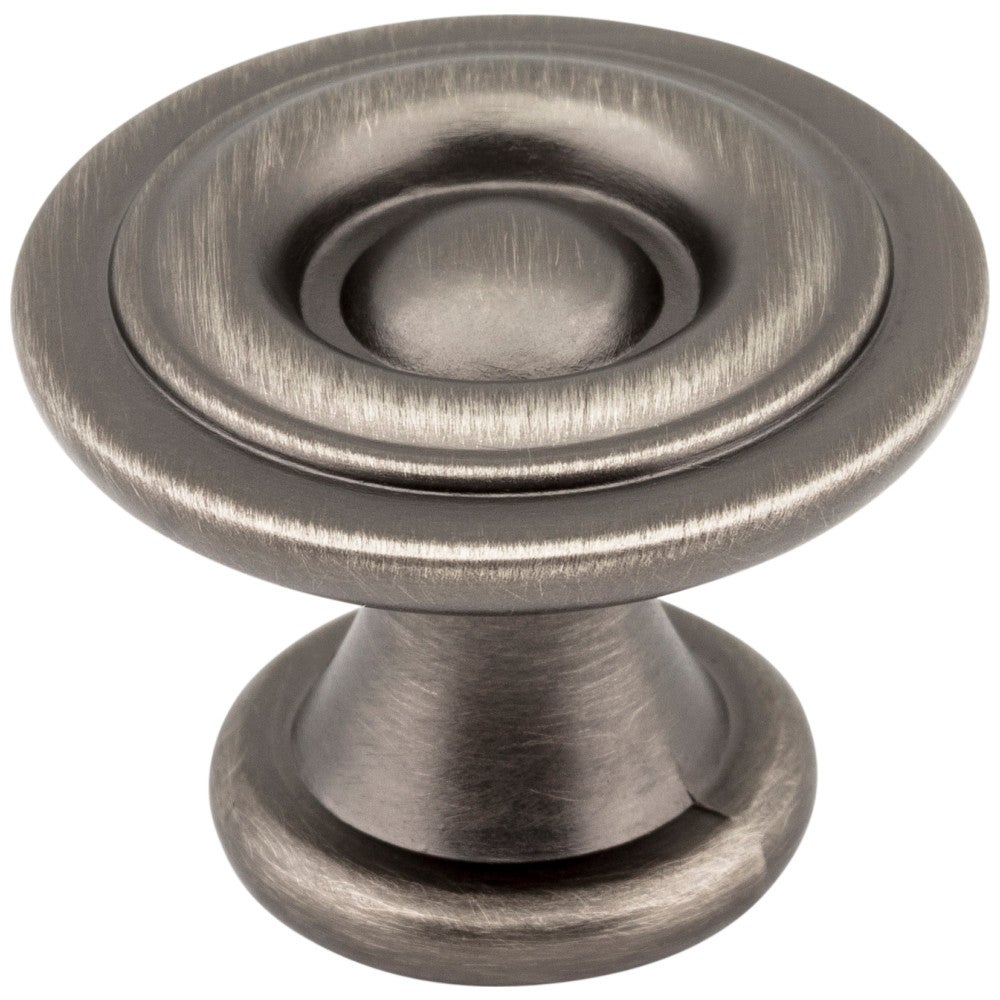 1-3/16" Diameter Brushed Pewter Button Syracuse Cabinet Knob