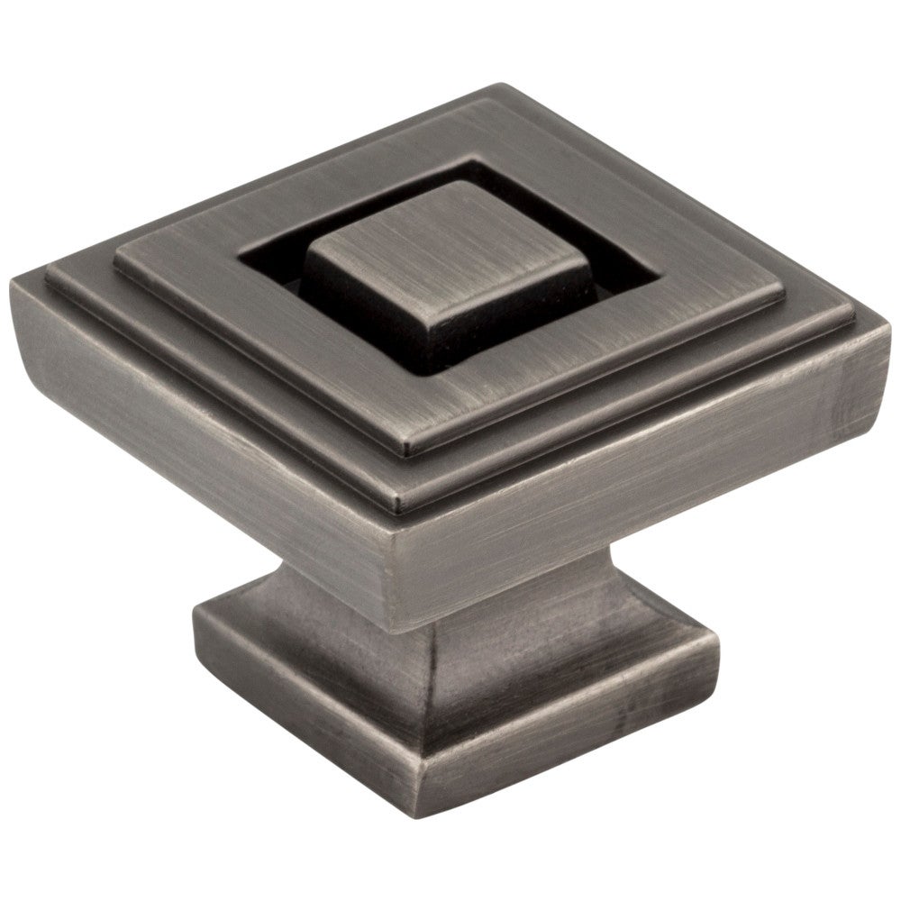 1-1/4" Overall Length Brushed Pewter Square Delmar Cabinet Knob