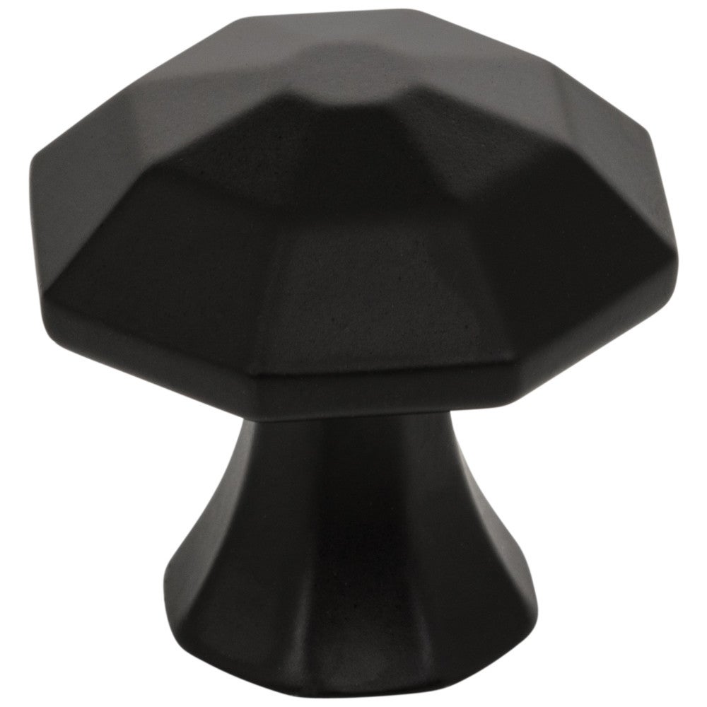 1-1/4" Overall Length Matte Black Octagonal Wheeler Cabinet Knob