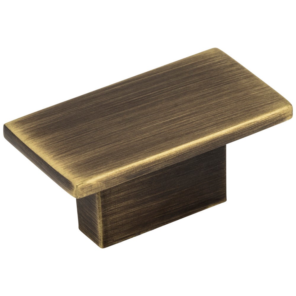 1-9/16" Overall Length Antique Brushed Satin Brass Rectangle Mirada Cabinet Knob
