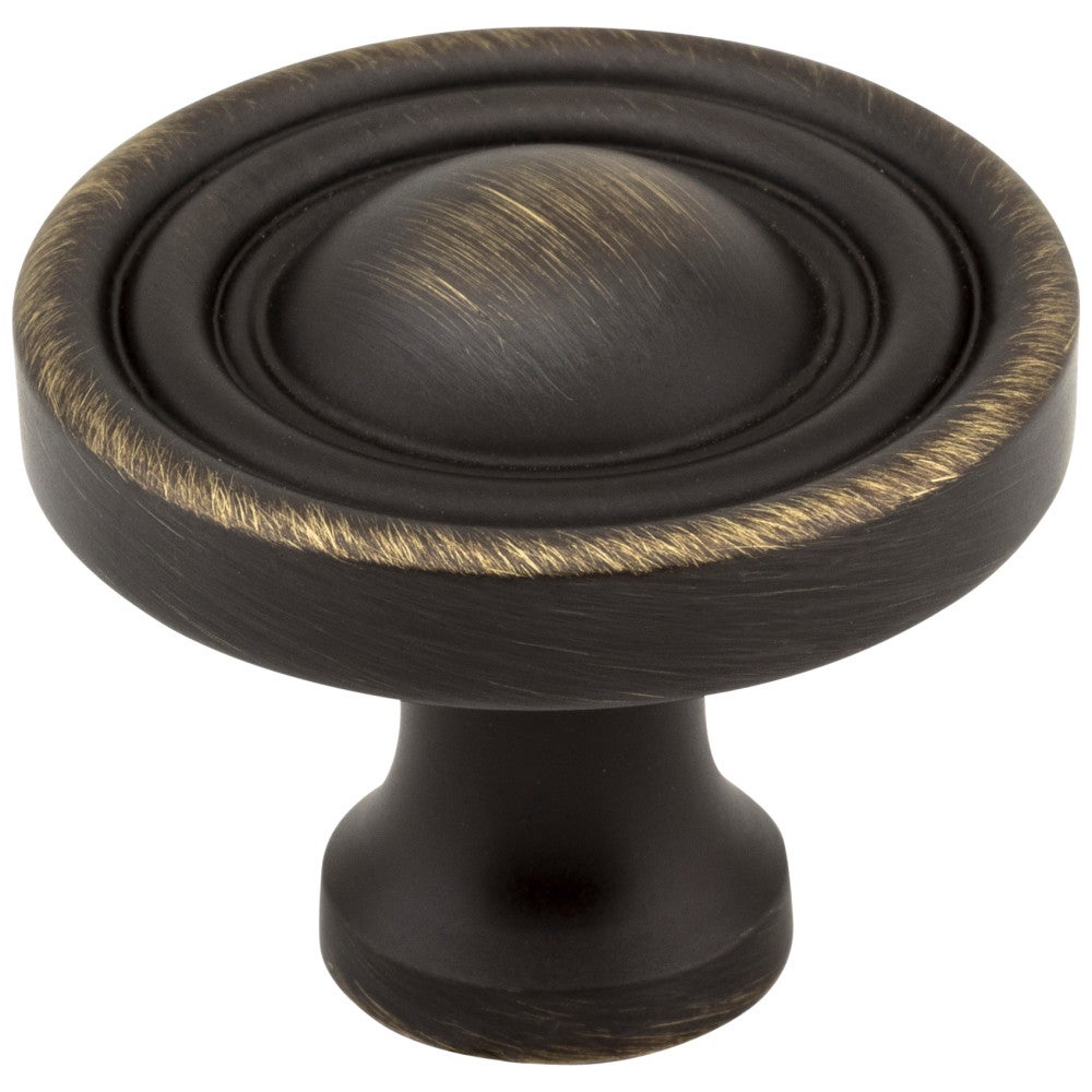 1-3/8" Diameter Antique Brushed Satin Brass Round Bella Cabinet Knob