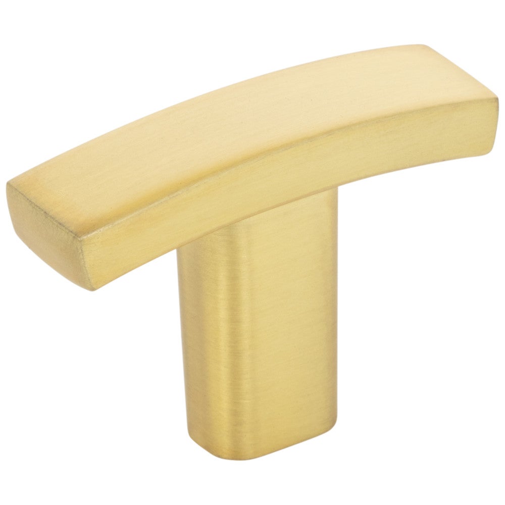 1-1/2" Overall Length Brushed Gold Square Thatcher Cabinet "T" Knob
