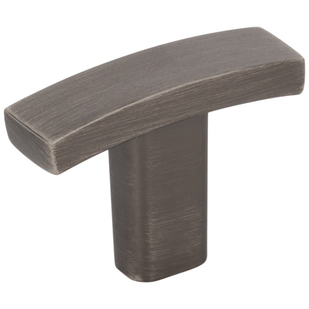 1-1/2" Overall Length Brushed Pewter Square Thatcher Cabinet "T" Knob