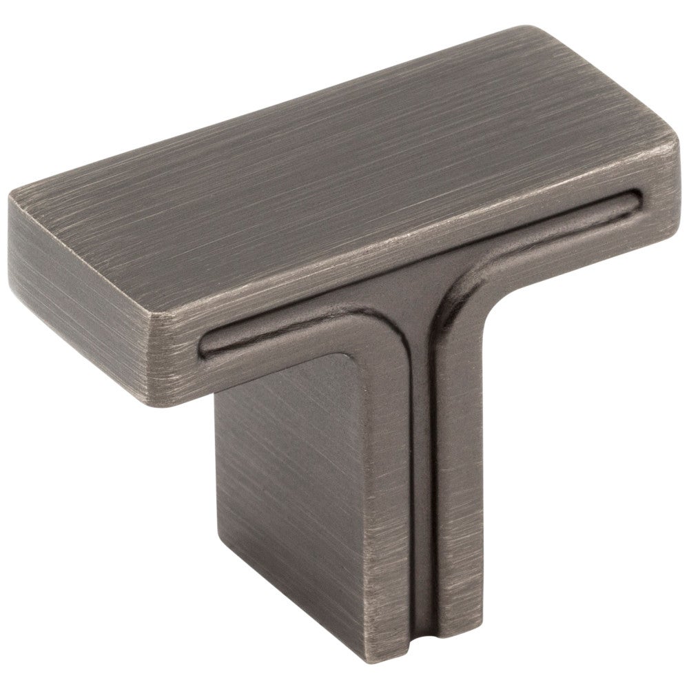 1-3/8" Overall Length Brushed Pewter Rectangle Anwick Cabinet Knob