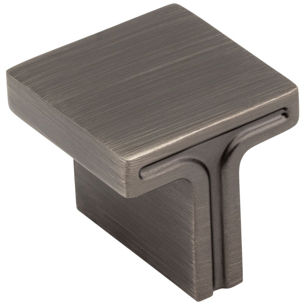 1-1/8" Overall Length Brushed Pewter Square Anwick Cabinet Knob