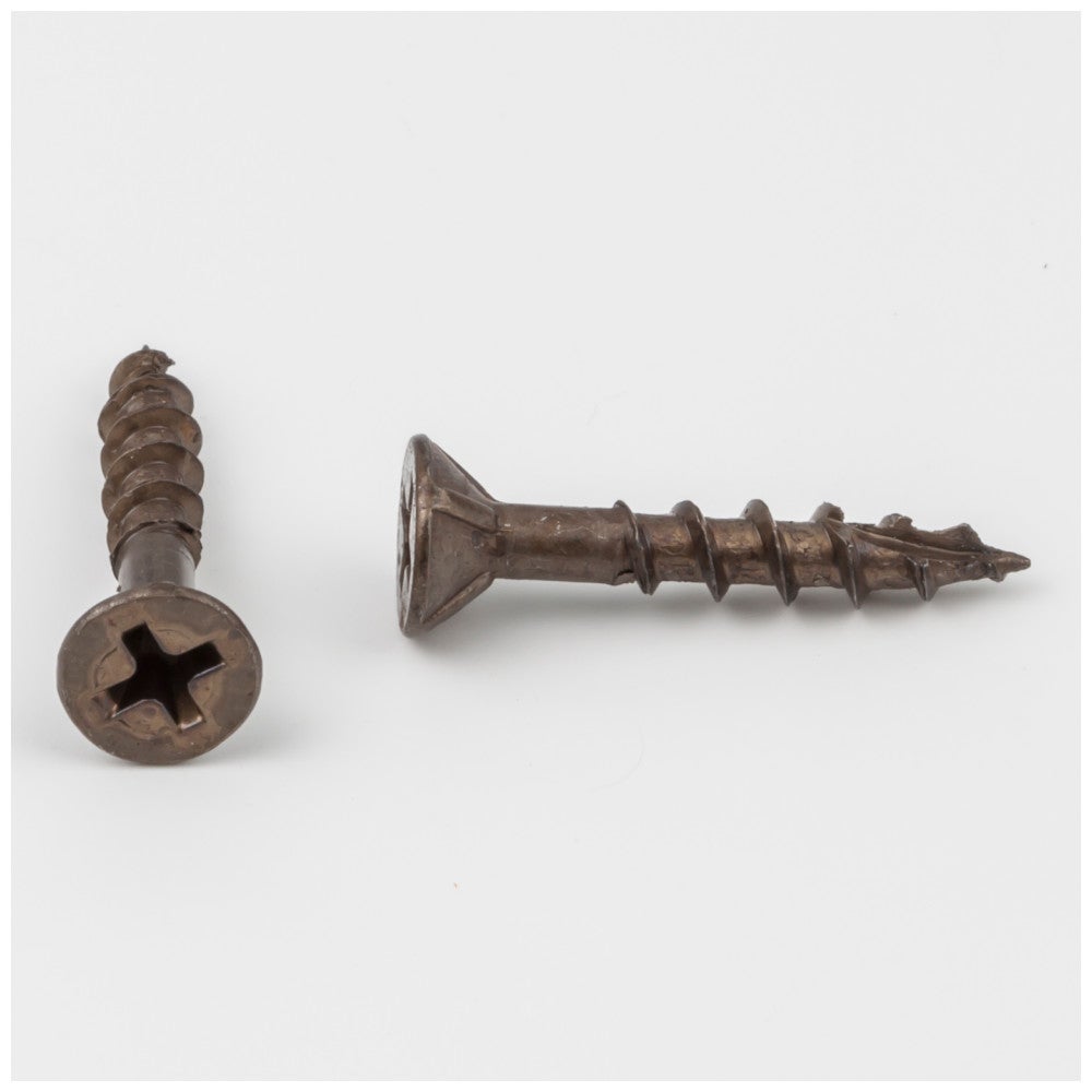 #8 x 1" Clear Brown Wax Phillips Drive Type 17 Coarse Thread Flat Head Nib Screw Sold by the Keg. Order 10 for 10,000 Screws