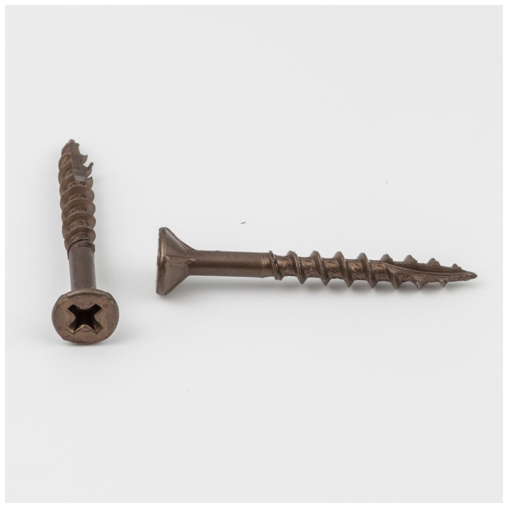 #8 x 1-1/2" Clear Brown Wax Phillips Drive Type 17 Coarse Thread Flat Head Nib Screw Sold by the Keg. Order 6 for a Keg of 6,000 Screws