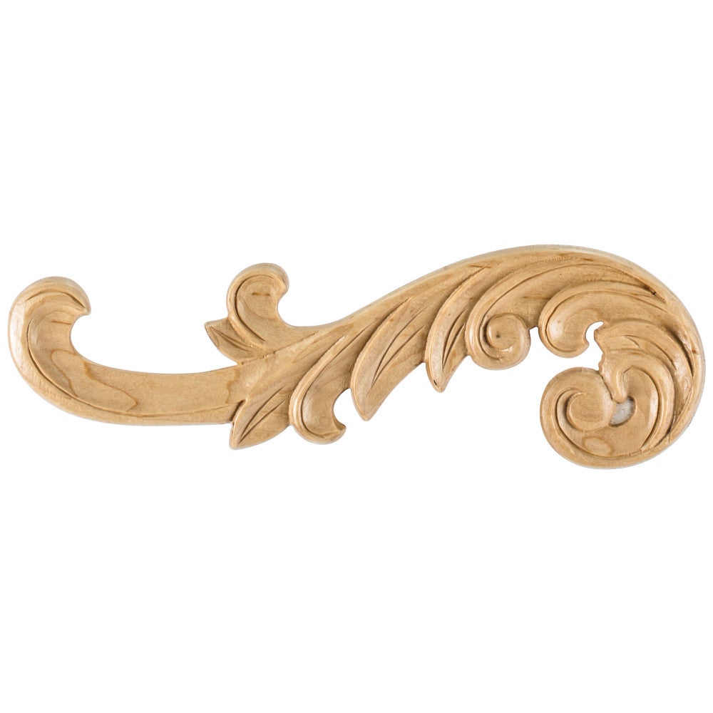 10-3/8" W x 1/4" D x 3-1/4" H Left Curved Acanthus Appliqué