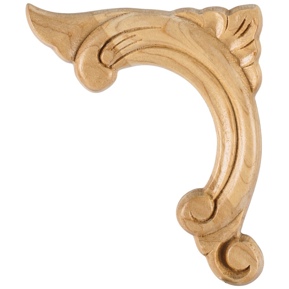 3-3/4" W x 3/8" D x 4-1/2" H Left Corner Acanthus Appliqué