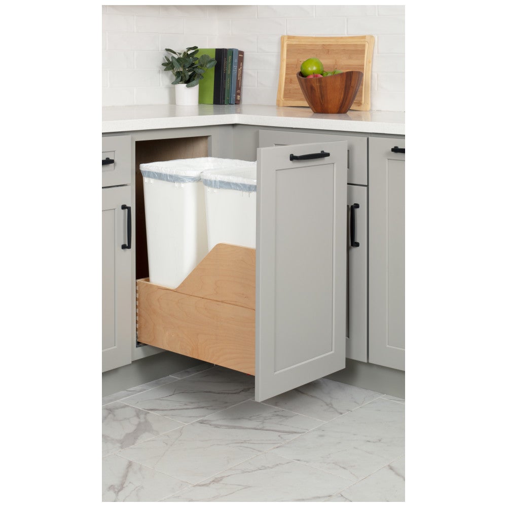 Pallet of 12 Wood Bottom-Mount Soft-close Trashcan Pullout for Door-Mounting