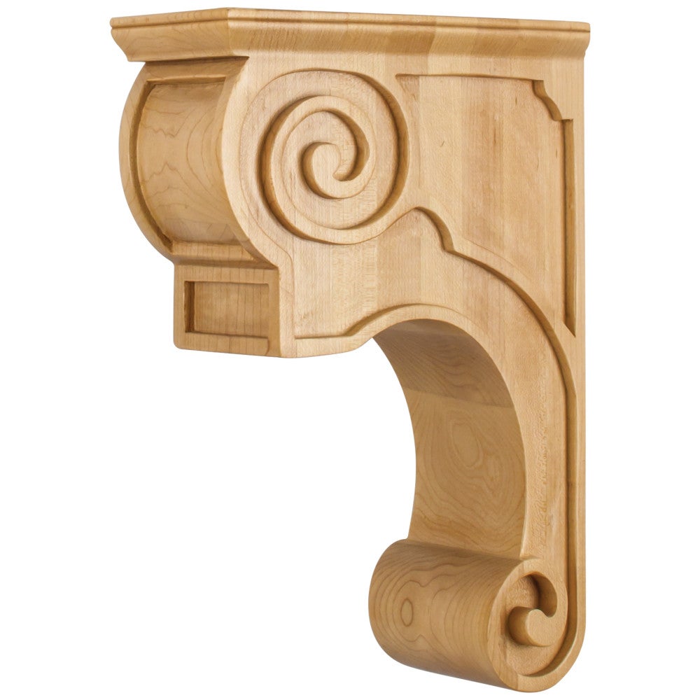 3-3/8" W x 8" D x 11-3/4" H Scrolled Mission Corbel