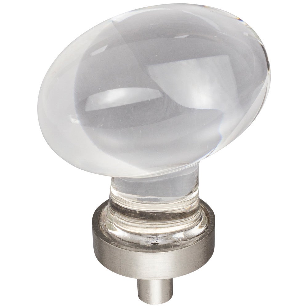 1-5/8" Overall Length Satin Nickel Football Glass Harlow Cabinet Knob