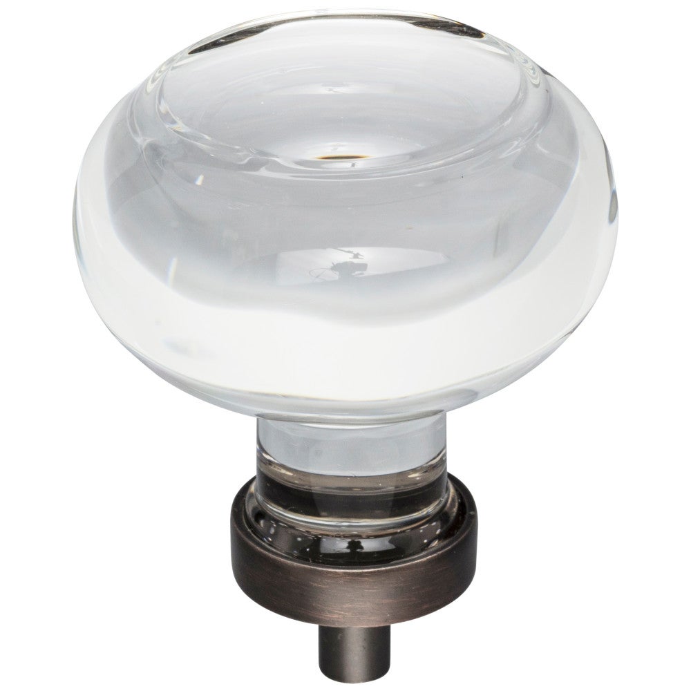 1-3/4" Diameter Brushed Oil Rubbed Bronze Button Glass Harlow Cabinet Knob