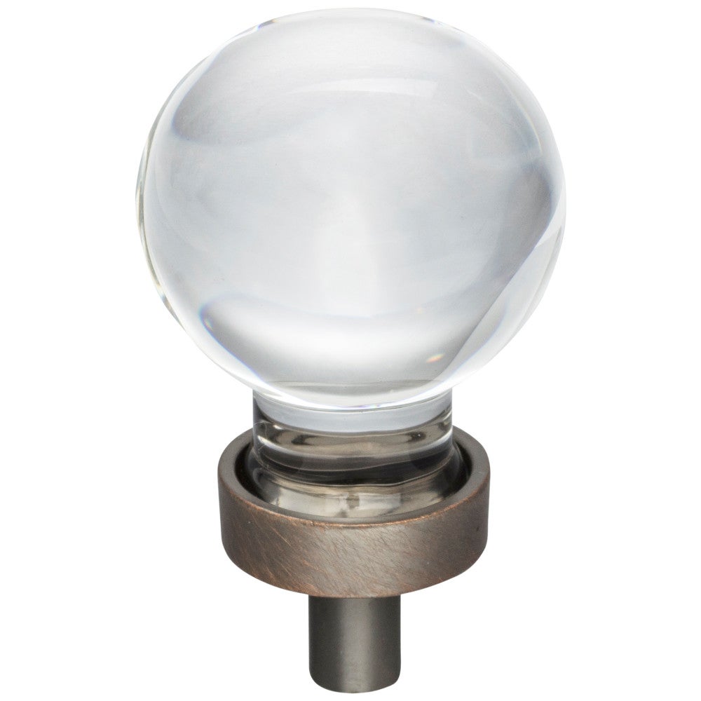 1-1/16" Diameter Brushed Oil Rubbed Bronze Sphere Glass Harlow Cabinet Knob