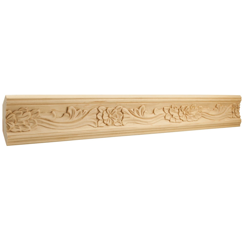 1" D x 3-3/4" H Botanical Hand Carved Crown Moulding