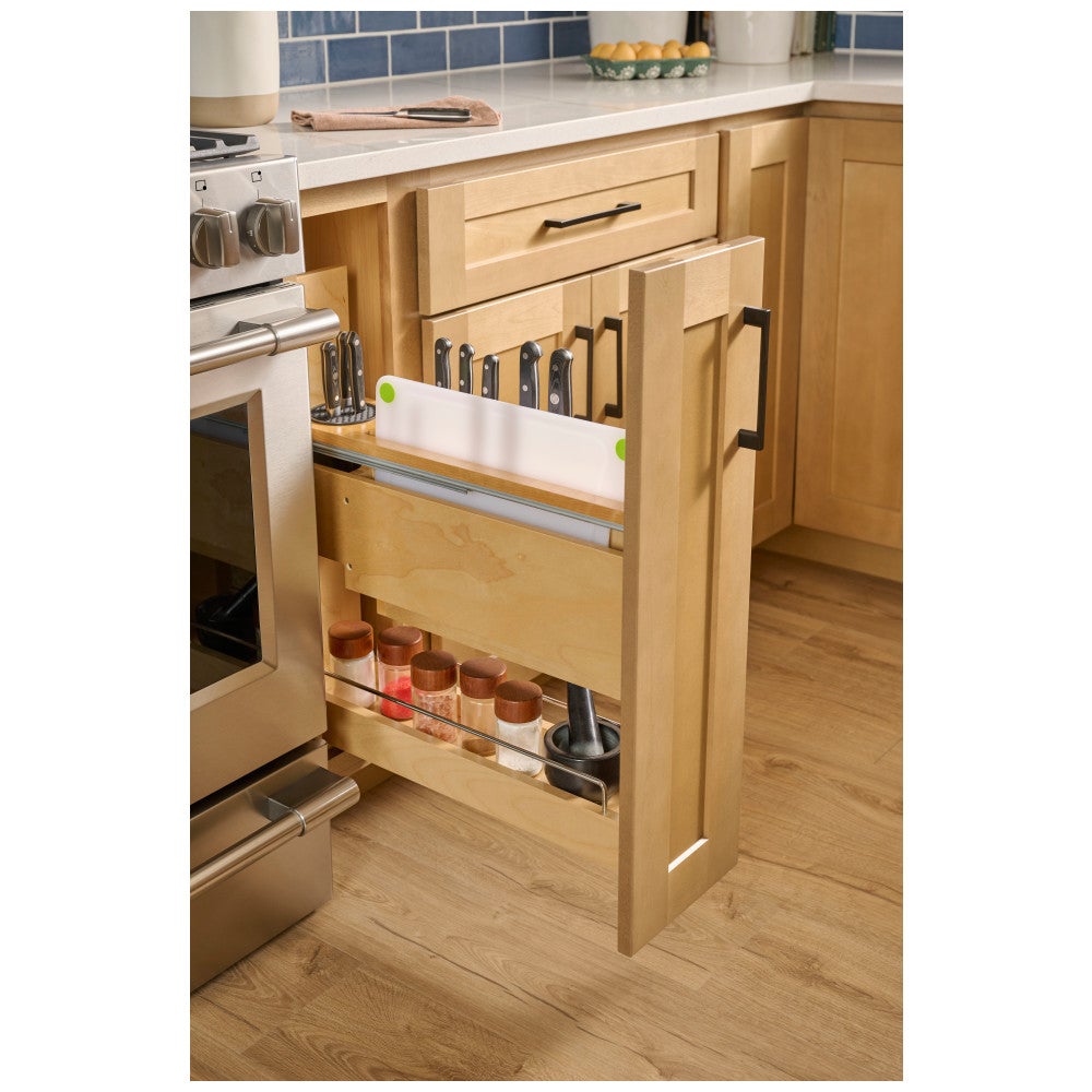 "No Wiggle" Magnetic Knife Organizer Soft-close Pullout