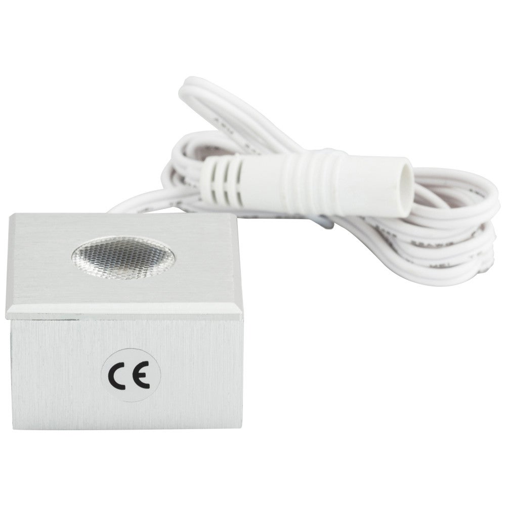 105 Lumens/Fixture 12-volt Accent Output Mini Square Series Puck Light, Single-White, Brushed Aluminum