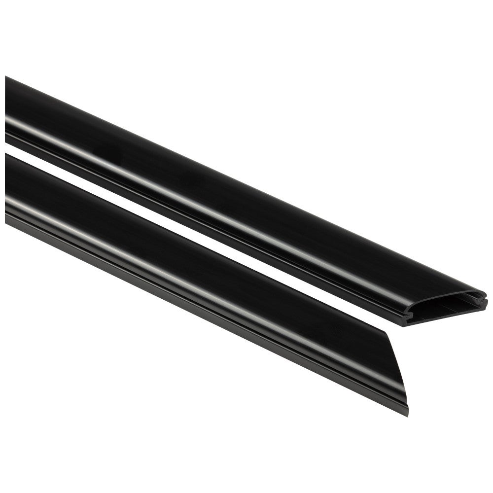 Premium Flat Plastic Wire Way, Mitered Joint, 12" Black