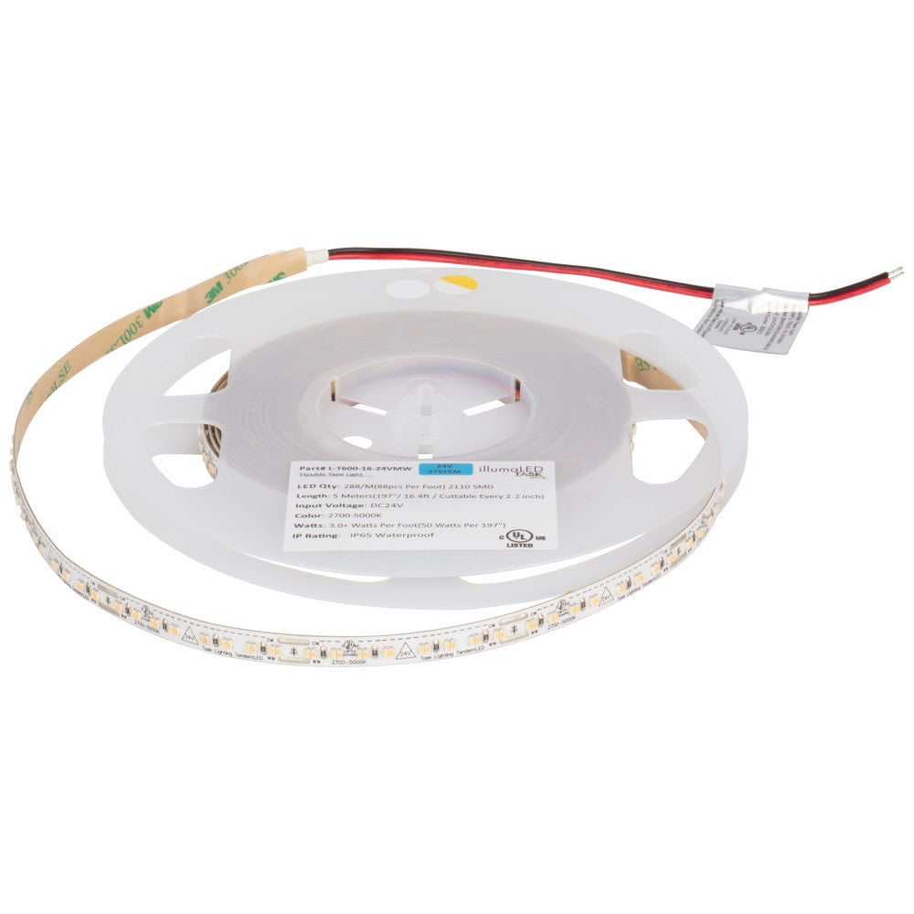 16 Ft, 300 Lumens/Ft. 24-volt Standard Output LED Tape Light, Tunable-White, 2700K–5000K