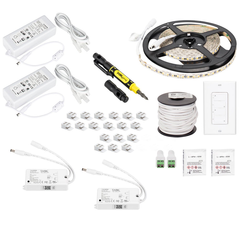 16 Ft.. 225 Lumens/Ft. 12-volt Standard Output Duo Wireless Controller Tape Light Kit, 2 Zone 2 Area, Single-White