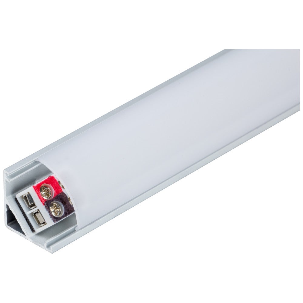 12-9/16" 225 Lumens/Ft. 24-Volt Standard Output Angled Linear Fixture, Single-White, Fits 15" Wall Cabinet, 188 Lumens/Fixture, 4 Watts, Soft White 3000K