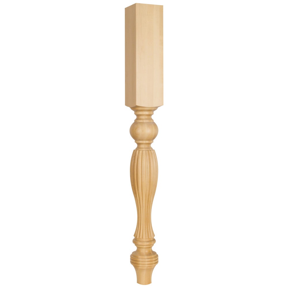 3-3/4" W x 3-3/4" D x 35-1/2" H Tapered Reeded Leg