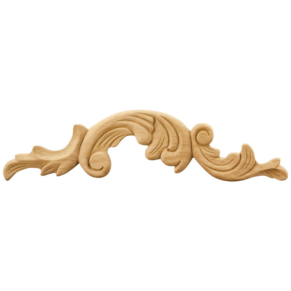 12-1/4" W x 5/16" D x 3" H Left Pressed Rubberwood Acanthus Appliqué