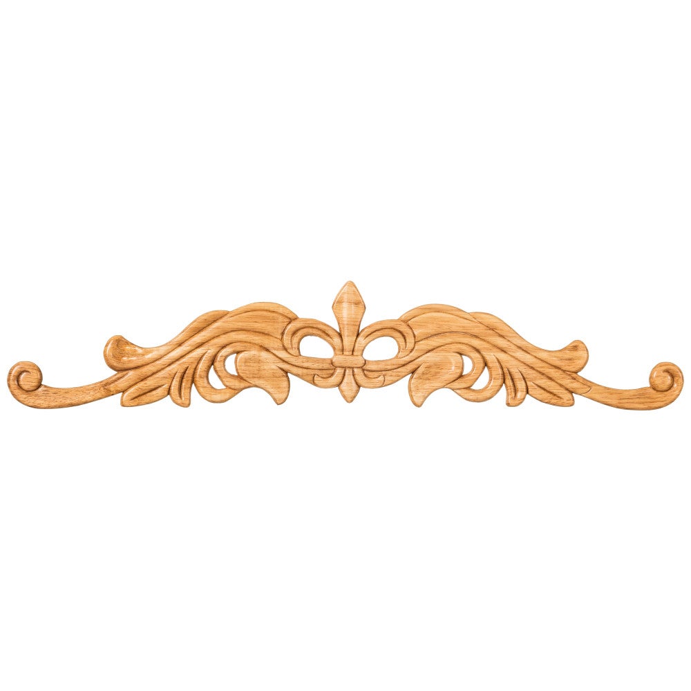 20" W x 5/16" D x 4-3/16" H Pressed Rubberwood Fleur-de-lis Onlay