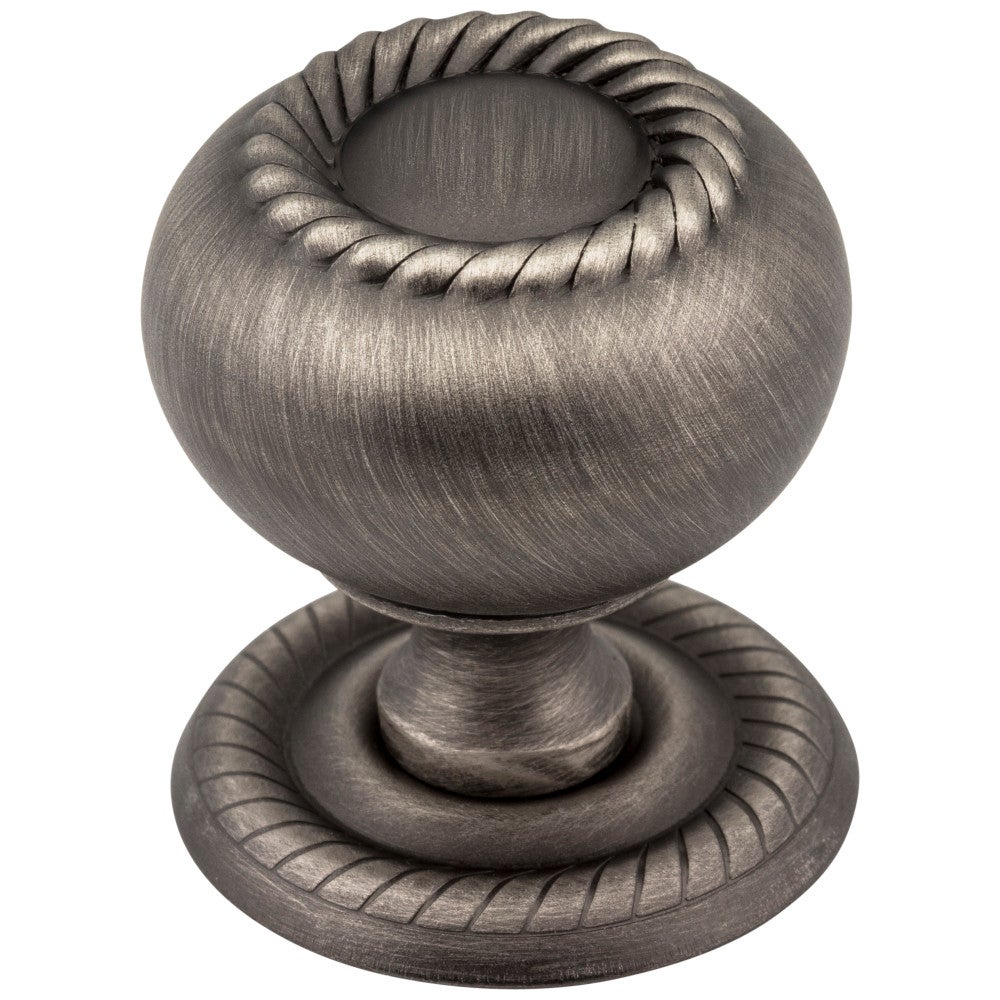 1-1/4" Diameter Brushed Pewter Rope Rhodes Cabinet Knob