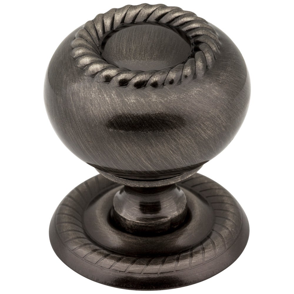 1-1/4" Diameter Brushed Black Nickel Rope Rhodes Cabinet Knob