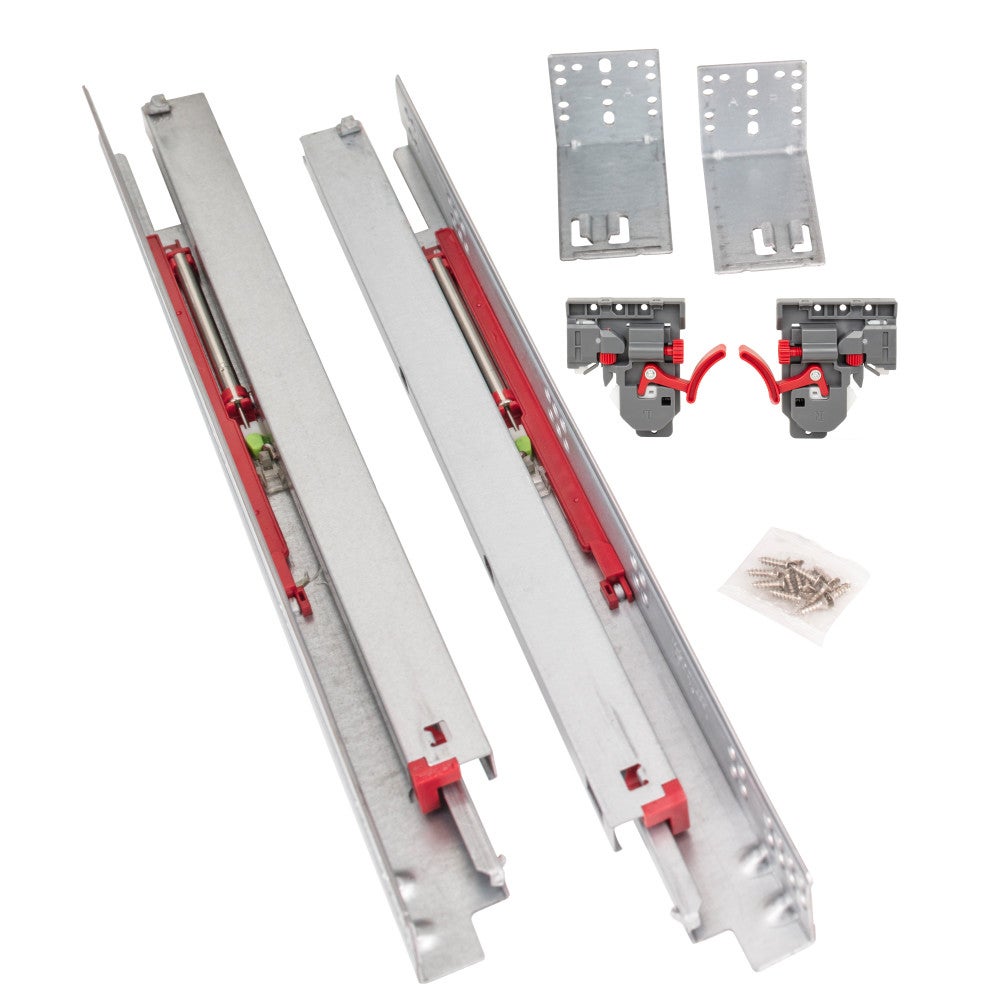 HR MAX™ Standard Duty Soft-close 100 lb Full Extension Undermount Slide Kit Includes Clips, Rear Brackets & Screws