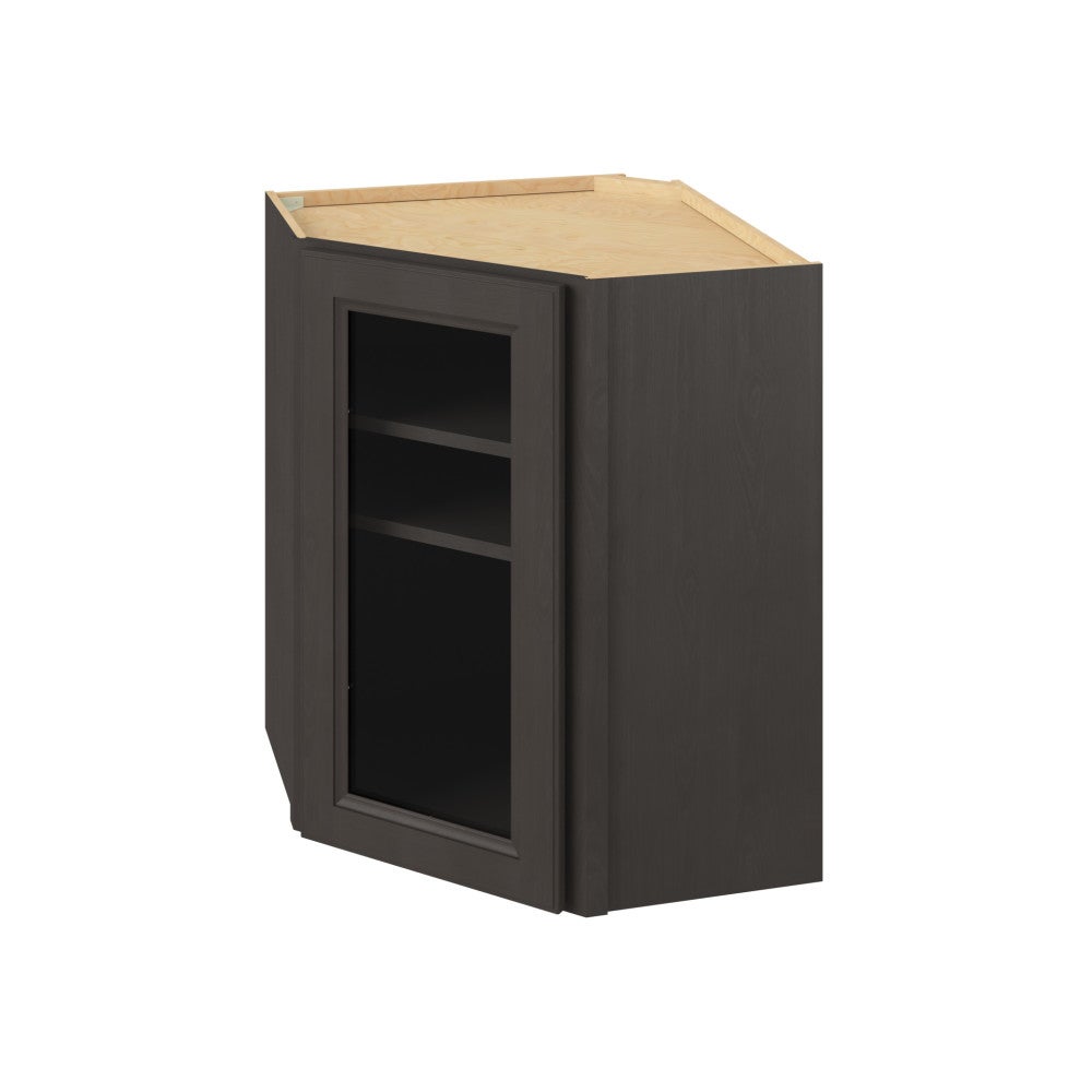 24" x 30" Wall Diagonal Cabinet with Glass Door and Matching Interior, 1 Door, 2 Shelves