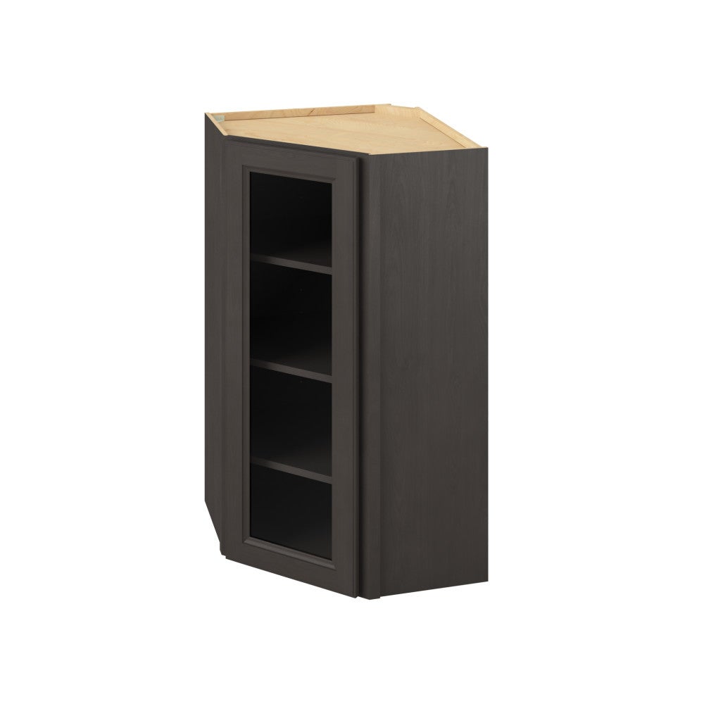 24" x 42" Wall Diagonal Cabinet with Glass Door and Matching Interior, 1 Door, 3 Shelves