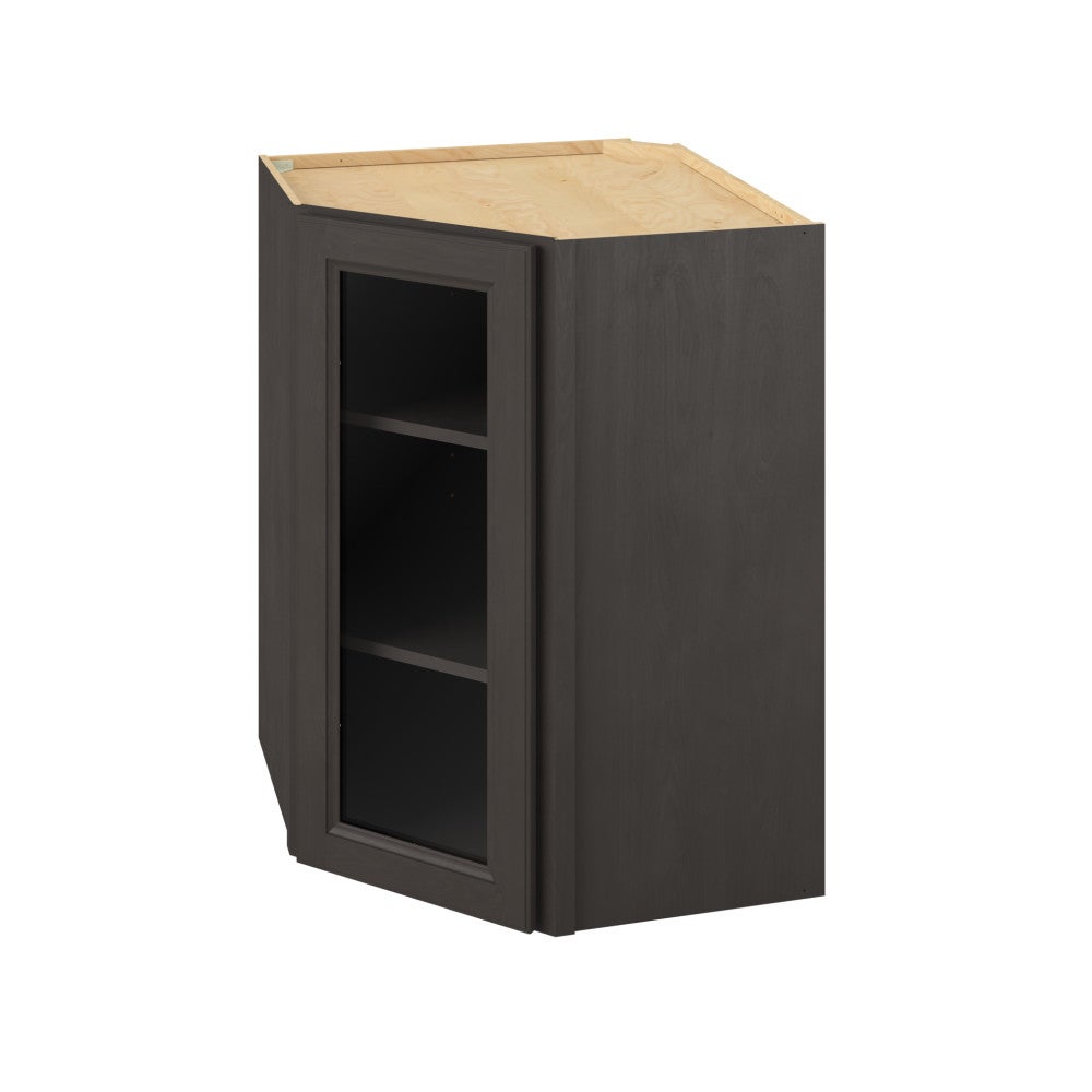 27" x 36" x 15" Wall Diagonal Cabinet with Glass Door and Matching Interior, 1 Door, 2 Shelves