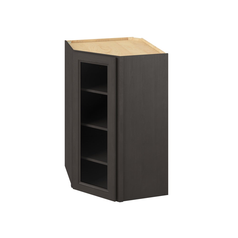 27" x 42" x 15" Wall Diagonal Cabinet with Glass Door and Matching Interior, 1 Door, 3 Shelves