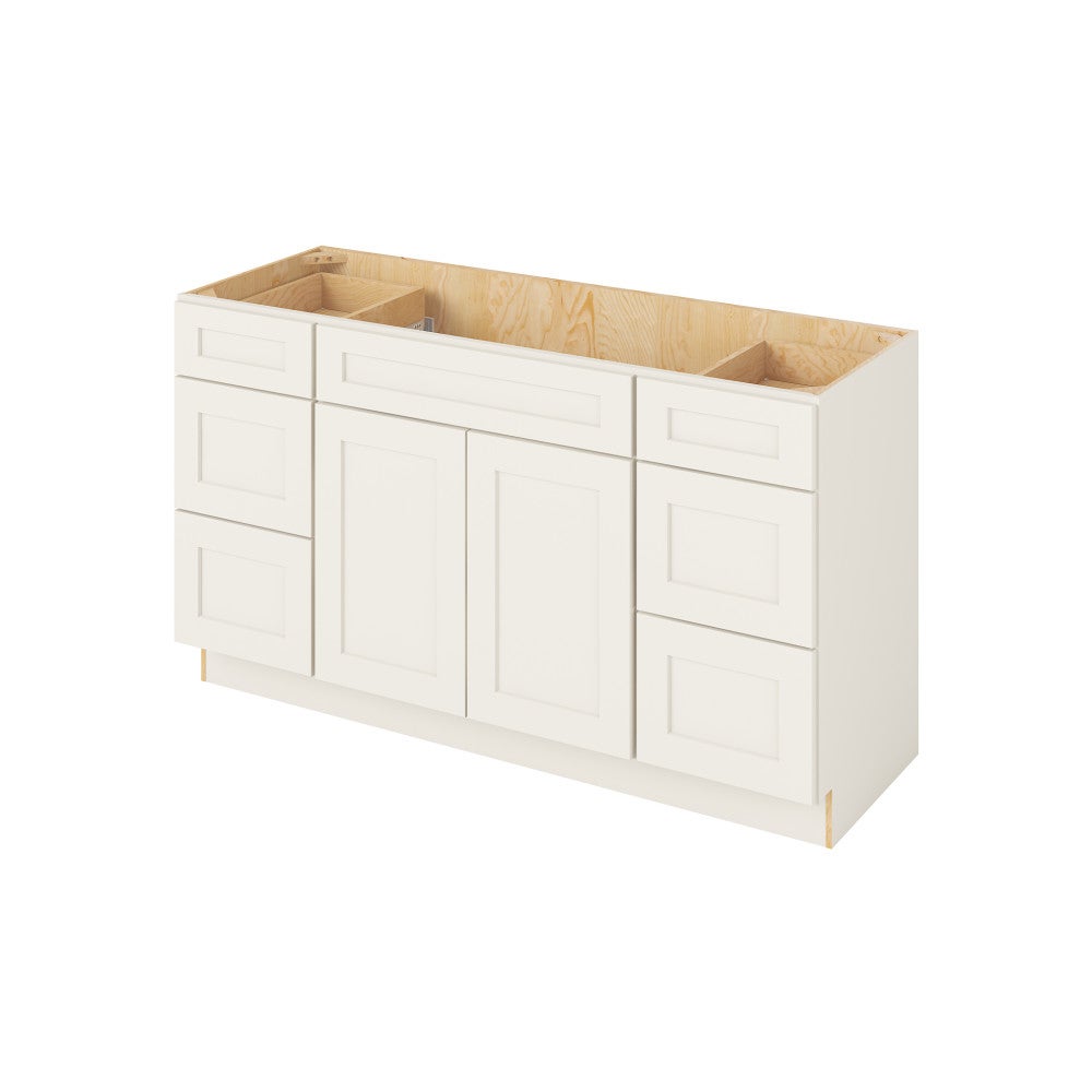 Assembled Catalina Shell White  -Six Drawer Vanity Sink Combo Cabinet